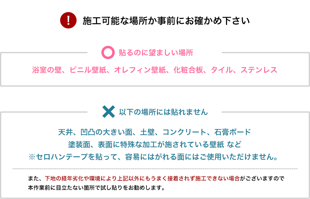 壁紙シールの貼れる場所